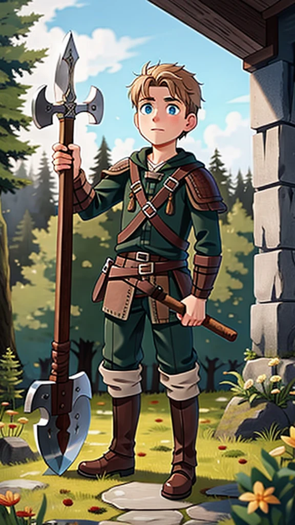 Ingólfr Einarr is raising his axe, he is holding an axe