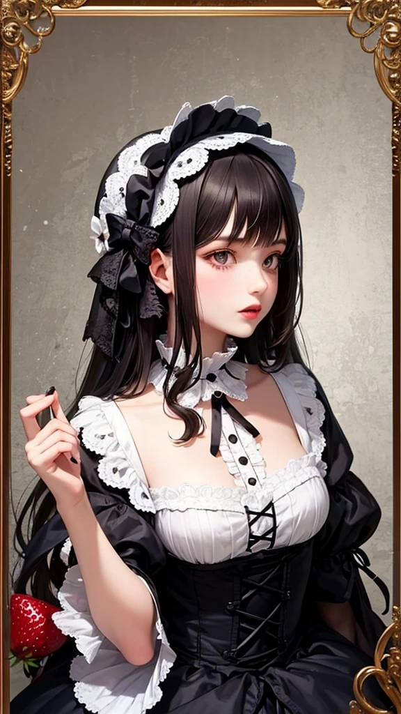 strawberry,Gothic Lolita,Victorian era,Gothic ,one girl,