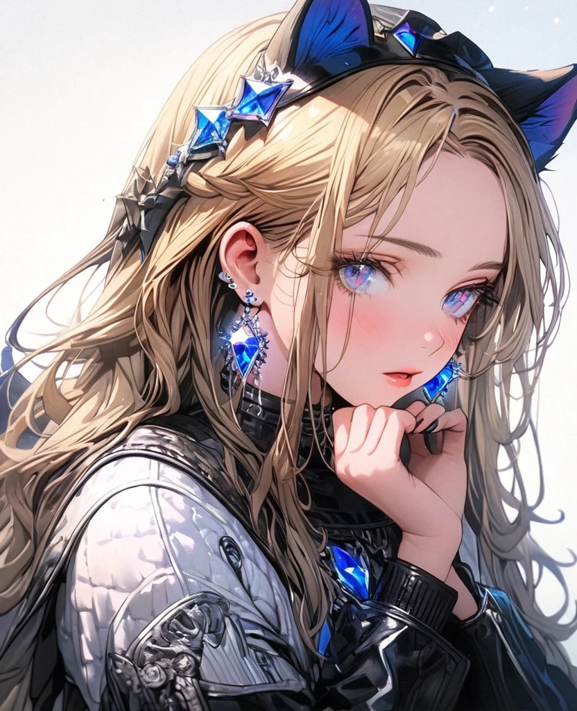 8K,gal，an extremely delicate and beautiful,Beautiful and realistic skin,Shiny jewel-like earrings,Long colorful hair,beautiful eyes,whole body,head to toe,beautiful regs,animal costume