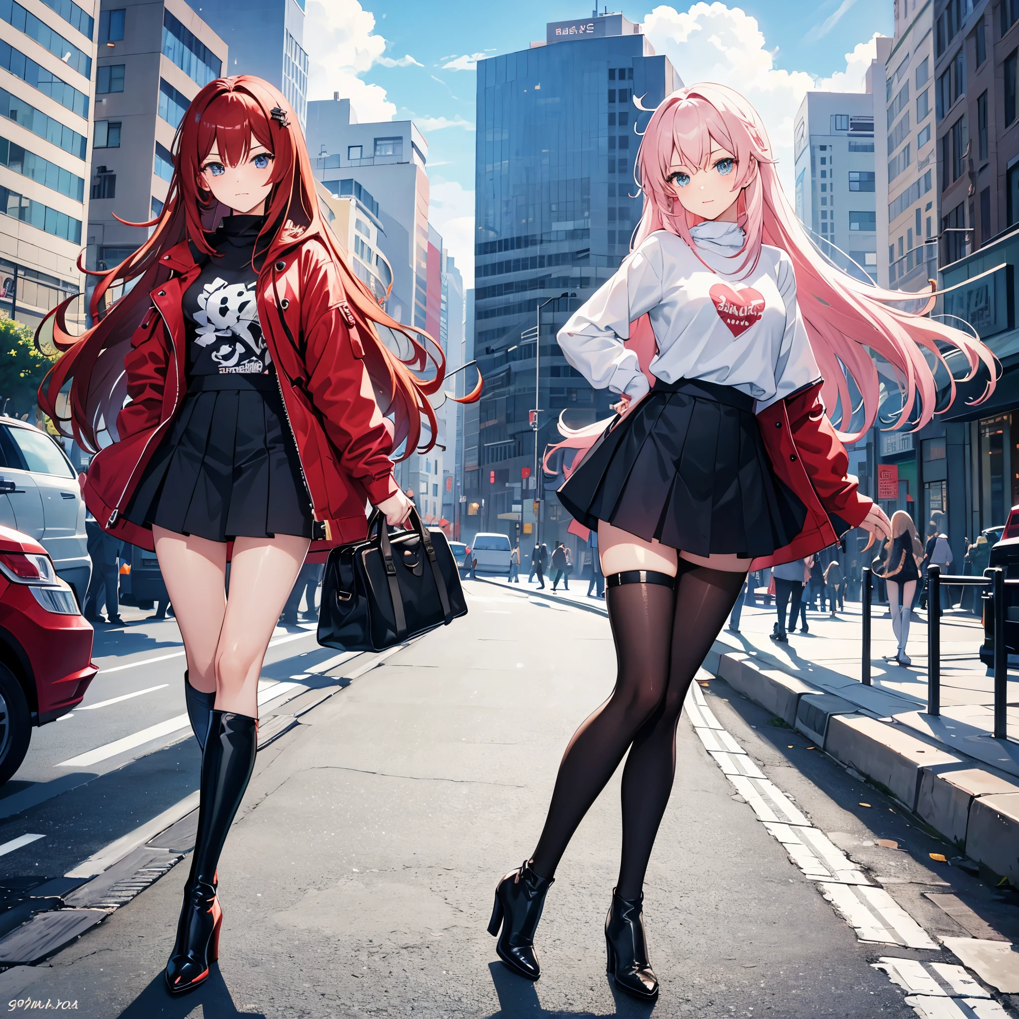 anime girl, high heel boots, leg posing, best quality, leggings, camera looking at the high heels, normal feet