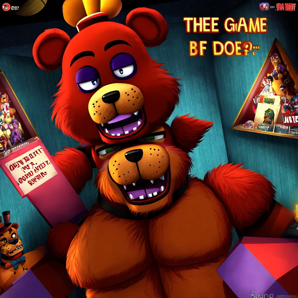 Make me a miniature of the game fnaf 2 and the following text appears in part "Five nights att Freddy's"