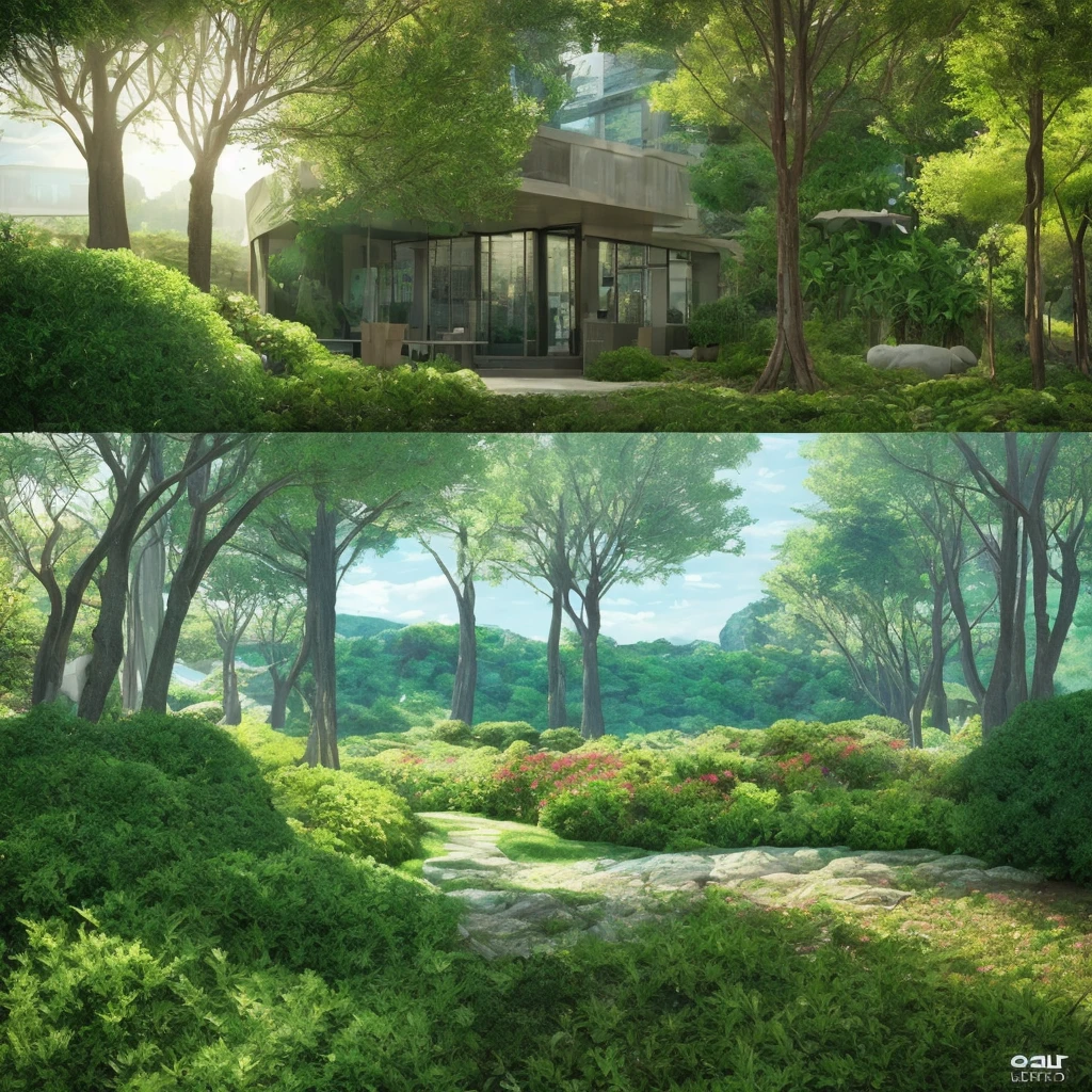 Quiet place, Very fun, beautiful, calm and beautifully landscaped. Realistic, 8K Ultra HD, Studio Quality, Ultra-realistic, 最大のdetailed, Large scale, Post-processing, Realistic, Realistic, Photoshop, photograph, detailed, Cinema Lighting, landscape, Panorama, scenery, Ray Tracing, Cinema 4D