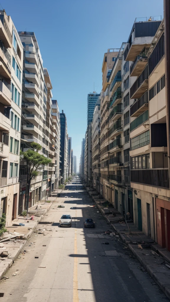 big city, full of buildings that are destroyed.Cenarionpos Apocalipse