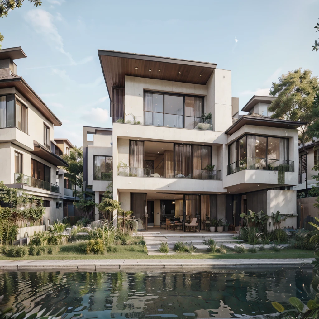 araphid modern house with a lot of windows and a lot of plants, highly detailed render, very realistic 3 d render, realistic physical rendering, realistic architecture, Lumion render, high quality rendering, wide angle exterior 2022, natural realistic render, very realistic render, large modern residence, exterior design, high-quality render, professional render, black color, high quality