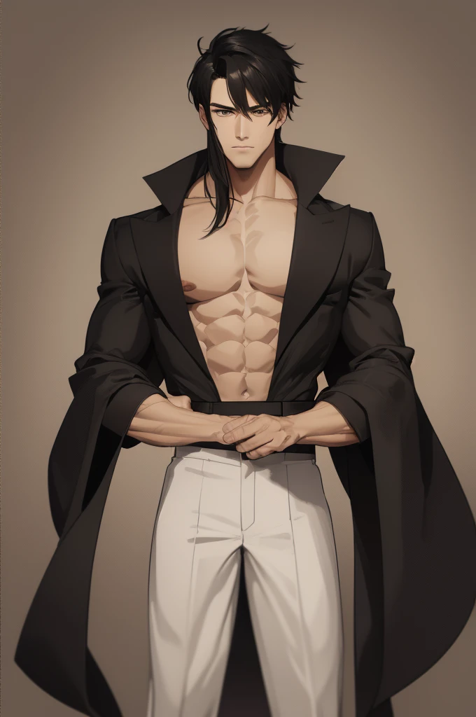 Elegant Muscular Black Hair Guy