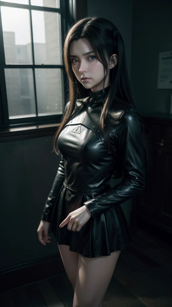 full body, Serious face, (masterpiece), best quality, expressive eyes, perfect face, anime girl, Fate/Stay Night anime, Rin Tohsaka anime, Rin Tohsaka Fate/Stay Night HDR (High Dymanic Range), Ray Tracing, Super resolution, Unreal 5, Subsoil Scatter, PBR Textures, Post Processing, Anisotropic filtering, Depth of Field, High Sharpness and Sharpness, Multilayer Textures, Surface shading, Precise simulation of light-material interactions, Perfect ratios, Octane rendering, duotone illumination, low ISO, white balance, Rule of thirds, Wide aperture, 8K RAW, high-efficiency sub-pixels, sub-pixel convolution, glow particles