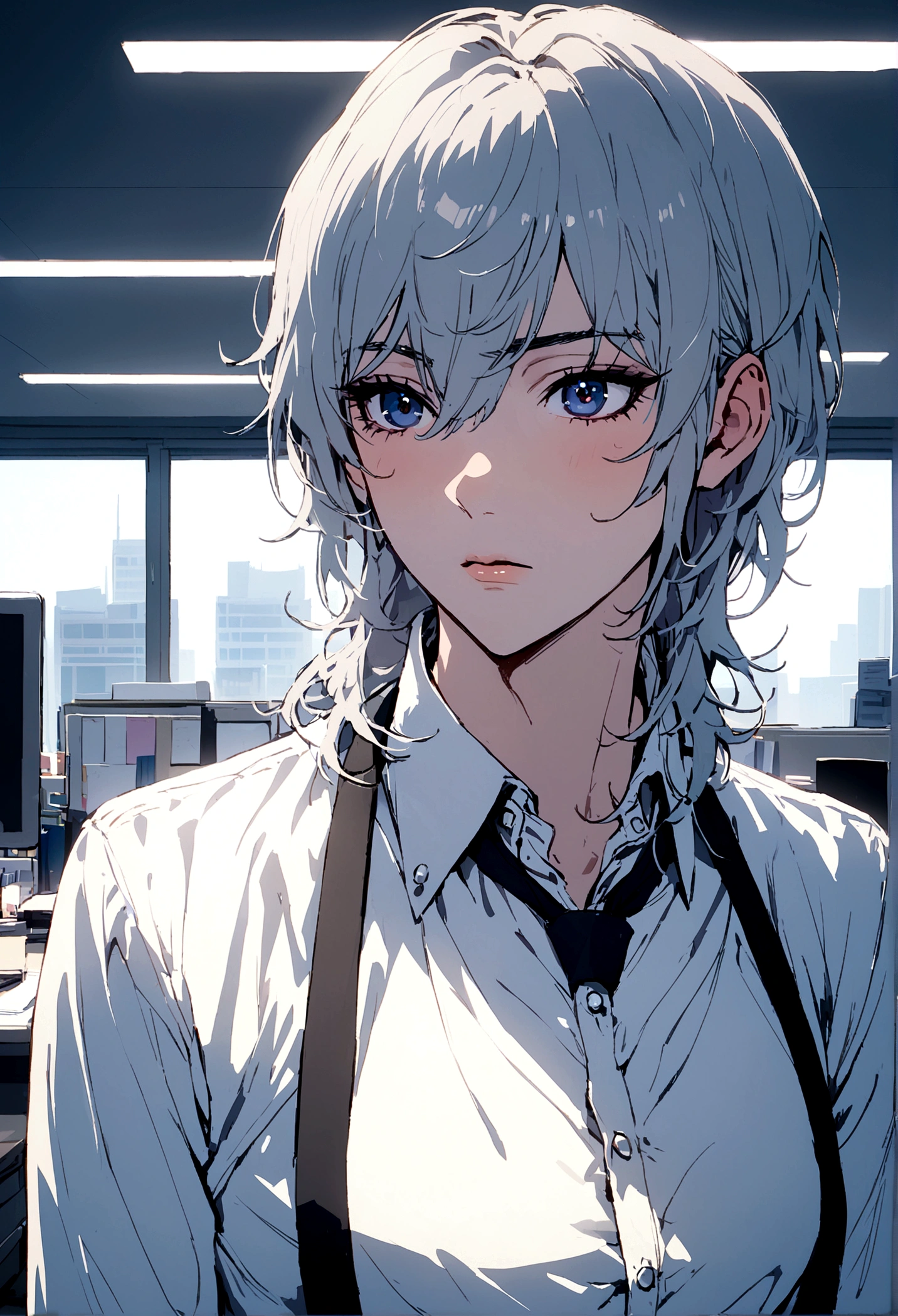 Handsome man , office, femboy
