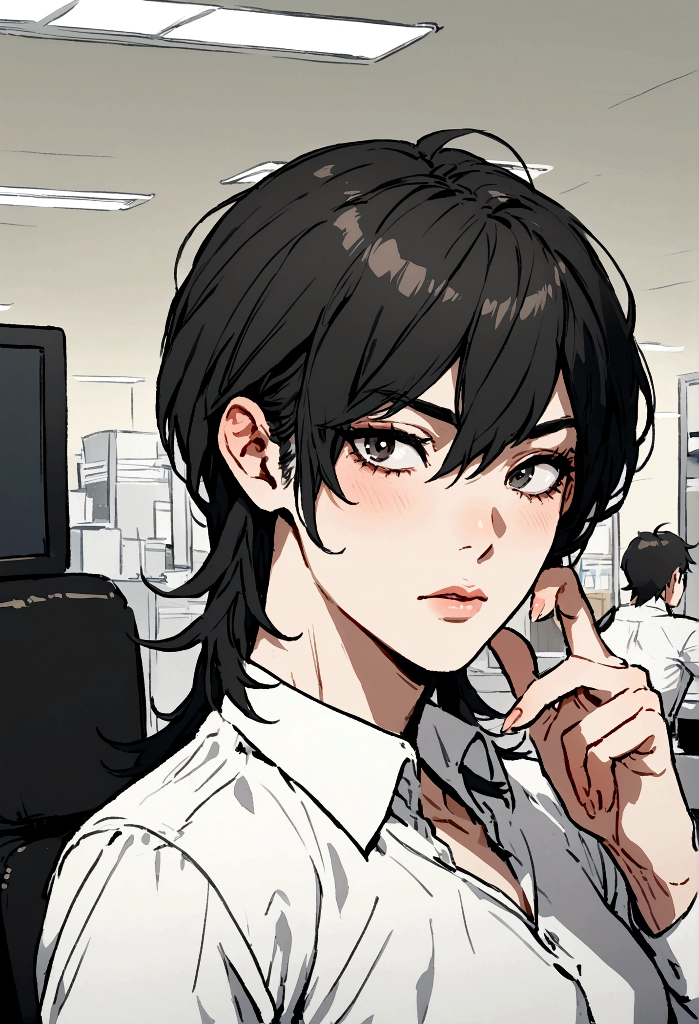 Handsome man , office, femboy
