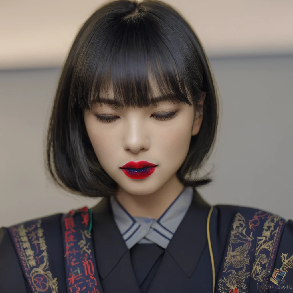 8K, Highest quality, 1peopleの女の子, (Skin Dentition), night, (dark), Clear background indoors, (people々), Beautiful Bangs, nice,, (Clothing and uniforms:1.3),Soft lighting, Charm, dark Room, (Mouth closed:1.2, Beautiful Eyes, Fine grain, Detailed Iris, Beautiful Lips, Beautiful Nose, Beautiful Face),(primary color:1.5)