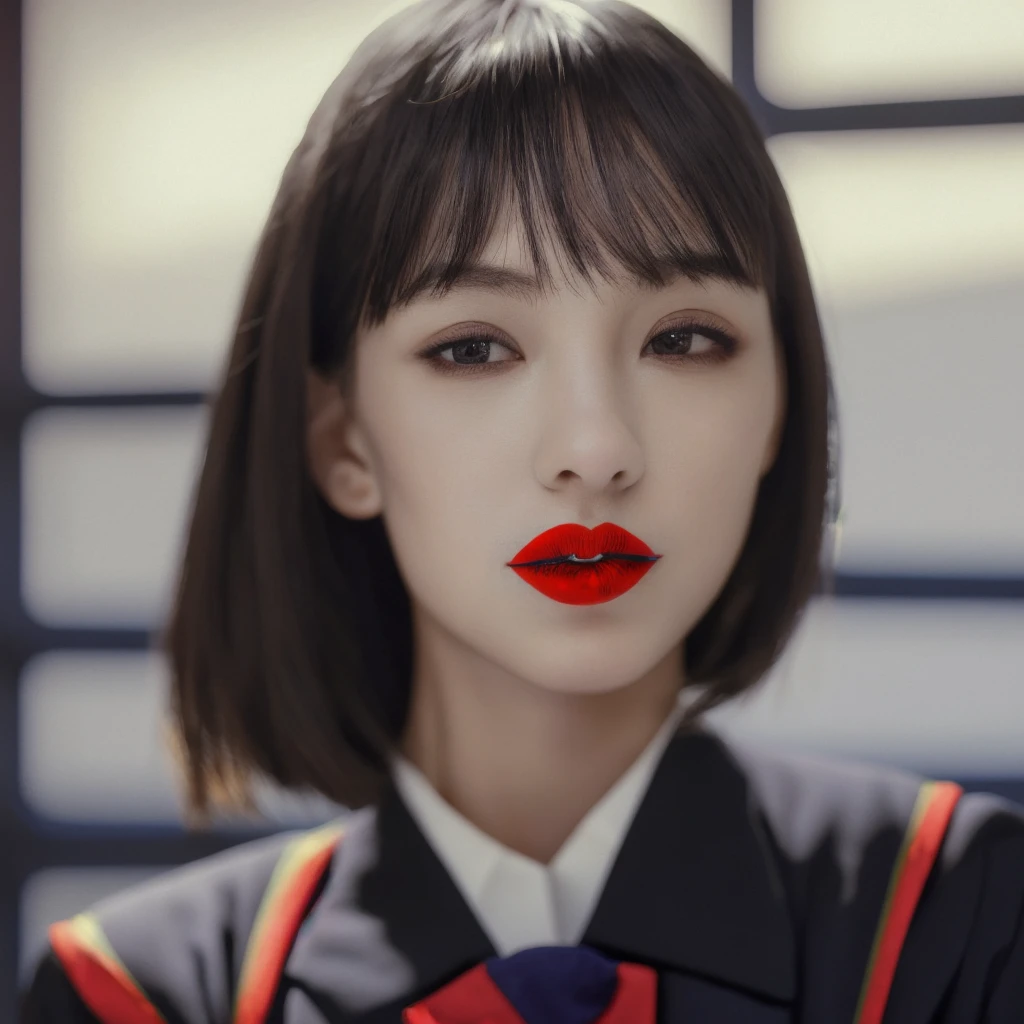 8K, Highest quality, 1peopleの女の子, (Skin Dentition), night, (dark), Clear background indoors, (people々), Beautiful Bangs, nice,, (Clothing and uniforms:1.3),Soft lighting, Charm, dark Room, (Mouth closed:1.2, Beautiful Eyes, Fine grain, Detailed Iris, Beautiful Lips, Beautiful Nose, Beautiful Face),(primary color:1.5)