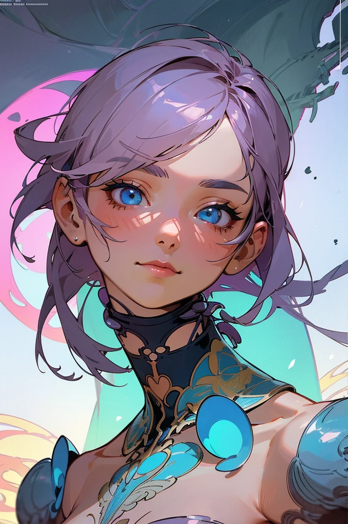 Gwenpool, colosseum,cybe,tattoo,without clothes,savage,small bust,Machine hands,shoulder length messy hair no clothing,detailed beautiful face,detailed beautiful eyes,shieid,happy, smail, super detailed skin,(Beautiful slender style anime girl), hyperdetailed painting, luminism, art by Carne Griffiths and Wadim Kashin concept art, 4k resolution, fractal isometrics details bioluminescence , 3d render, octane render, intricately detailed , cinematic, trending on artstation Isometric Centered hyperrealistic cover photo awesome full color, hand drawn , gritty, realistic mucha , intricate, hit definition , cinematic,Rough sketch, bold lines, on paper
