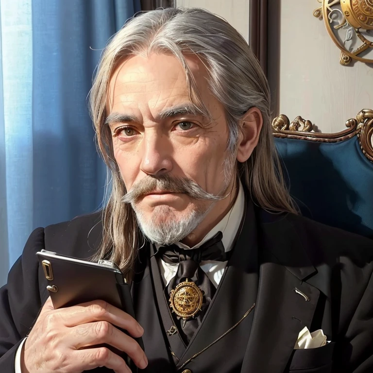 a close up of an older man in a suit and tie sitting at a table, steam punk, victorian, a man wearing byzantine style aristocratic clothes, nobleman