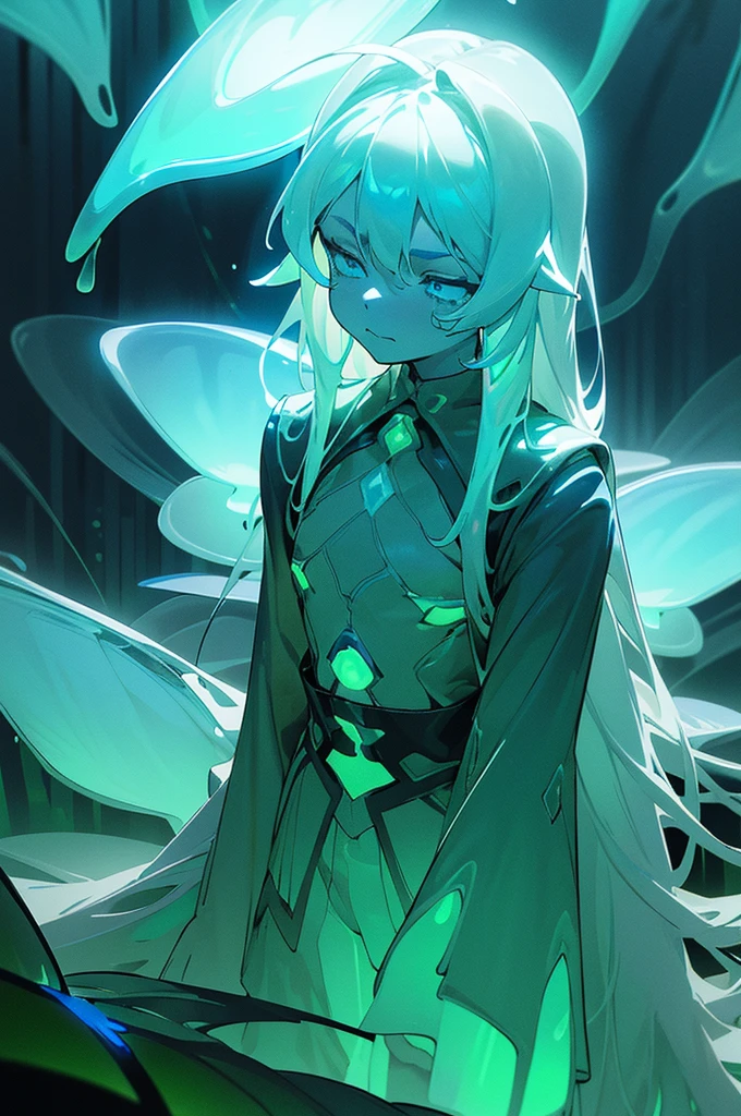 fantasy background, (illustration:1.0), masterpiece, best quality , (((bioluminescent lighting, blue light: 1.5 ,blue lighting: 1.5, blue tint: 1.5))) , detailed face and eyes, 1 MAN, glow in the dark eyes, glow in the dark hair: 1.5, detailed background , (wandering in a lush bioluminescent glow in the dark forest), (blue grass, blue leaves), forest, glow in the dark forest: 1.5, (bioluminescent forest: 1.5. bioluminescent environment: 1.5), florescent environment, ((glowing trees, glowing grass, glowing vegetation)), (((bioluminescence: 1.5))), (((glowing particles in the air: 1.5, light particles : 1.5,))),((night: 1.5)), cowboy shot, very long hair, white hair, ahoge, blue eyes, emotionless, cold attitude, half-closed eyes, lean build, from above