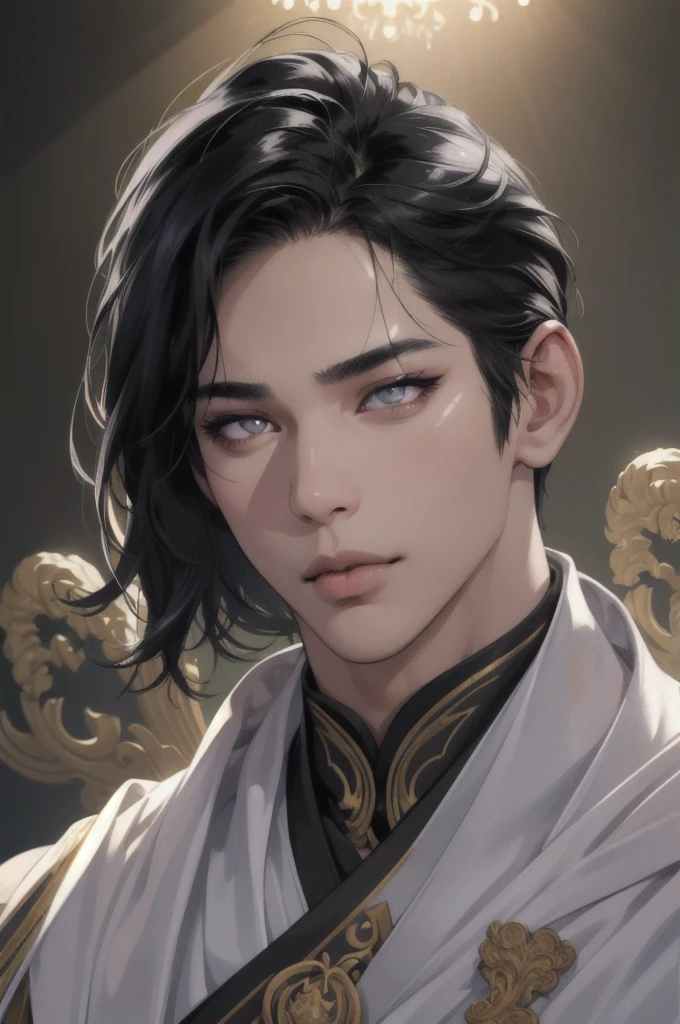 A handsome Thai man with dark hair and eyes, beautiful detailed eyes, beautiful detailed lips, extremely detailed eyes and face, long eyelashes, muscular body, portrait, realistic, photorealistic, photo-realistic:1.37, 8k, highres, masterpiece:1.2, ultra-detailed, vivid colors, dramatic lighting, cinematic, chiaroscuro