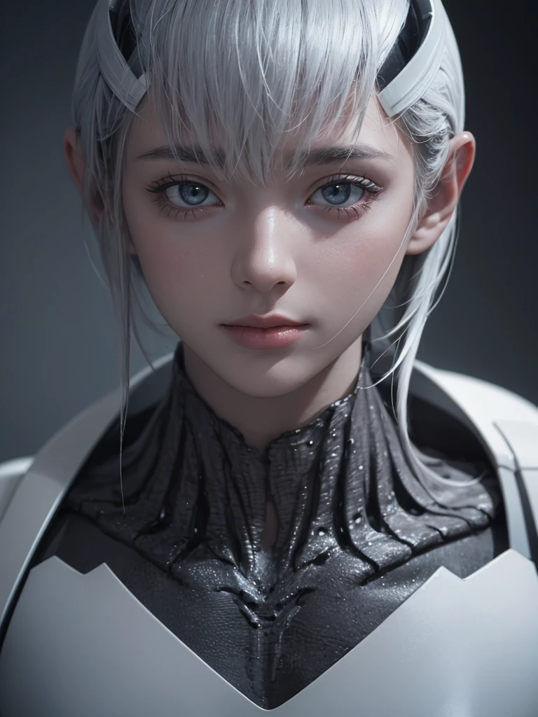 (((Masterpiece))), (high quality),There is a silver alien with a black face and a white body., Female Alien, Gray aliens, Foreign women, Gray aliens, Alien Girl, portrait of a Gray aliens, happy Female Alien, Beautiful barefoot girl alien, Alien Grey, Realistic Aliens, portrait of a humanoid alien, Reptilian Alien, Alien Search, movie still of the Alien Girl
