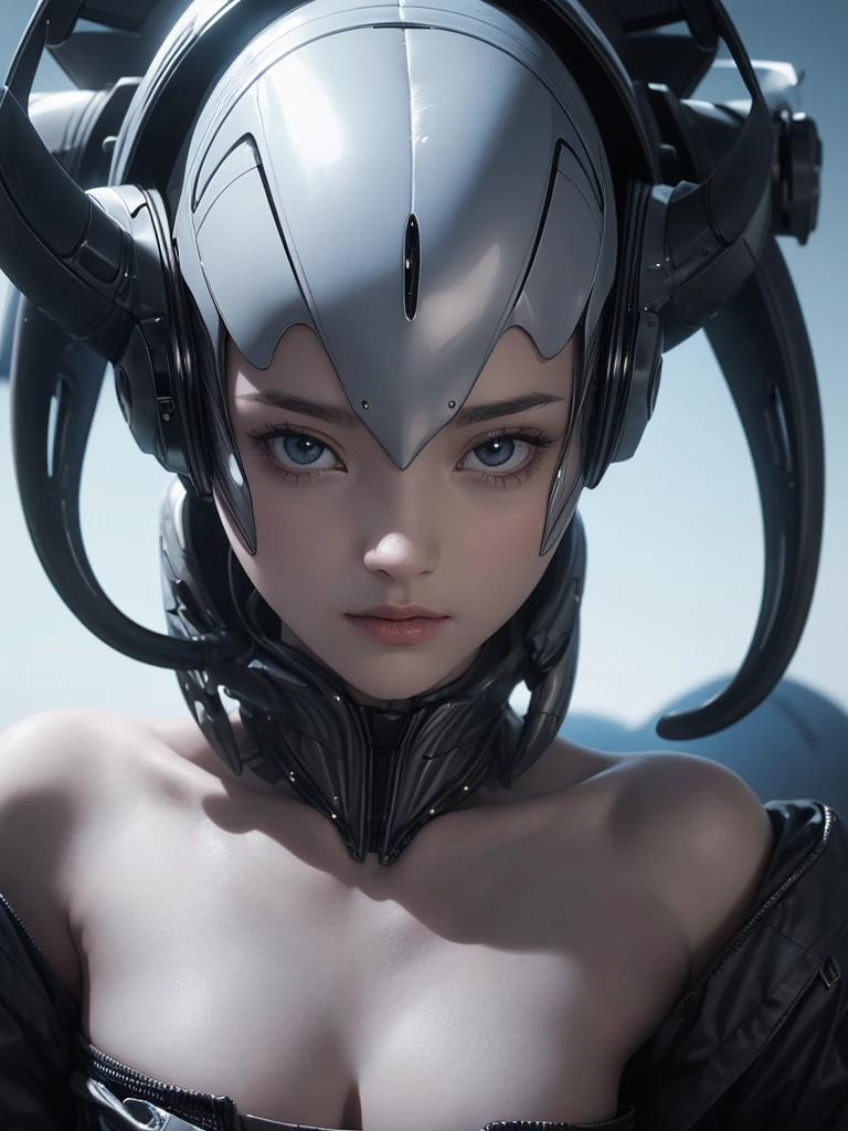 (((Masterpiece))), (high quality),There is a silver alien with a black face and a white body., Female Alien, Gray aliens, Foreign women, Gray aliens, Alien Girl, portrait of a Gray aliens, happy Female Alien, Beautiful barefoot girl alien, Alien Grey, Realistic Aliens, portrait of a humanoid alien, Reptilian Alien, Alien Search, movie still of the Alien Girl