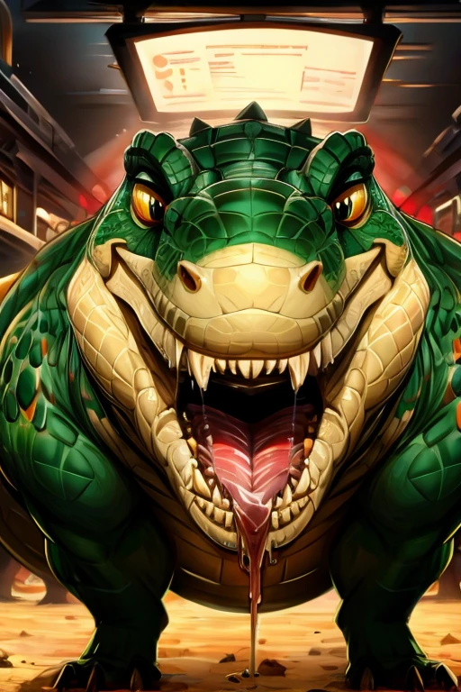 Crocodile, stomach takes up the whole screen