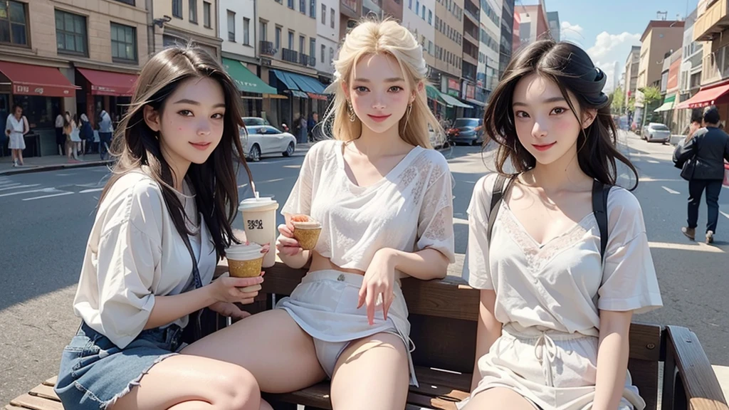 8K、RAW Photos、Highest quality、Super detailed、Super Resolution、Ultra HD、8K壁紙、Amazing details
(masterpiece, Highest quality), Two Girls, young , , (white panties), close, (freckles), smile, eat, Sitting in a street café, (Lots of food:1.3), City Street, blue sky, Vibrant colors, bright, white, watercolor
(Starbucks)
(ブルーとwhiteと黄色の花柄のビキニ水着)