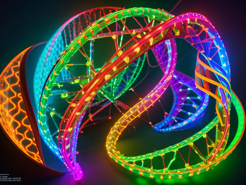 abstract background with dna, beautiful detailed dna structure, abstract molecular structures, dynamic dna helix, glowing neon dna strands, vibrant color palette, futuristic sci-fi style, digital art, cinematic lighting, highly detailed, award winning, 8k, photorealistic, masterpiece
