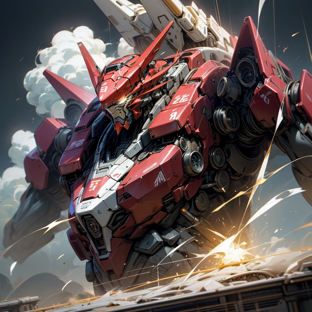 Majestic mecha imponating unstoppable power, surrounded by an awe-inspiring aura, beautiful scenemy, anime style, ultra detailed