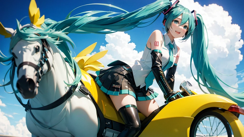 Hatsune Miku riding a chocobo