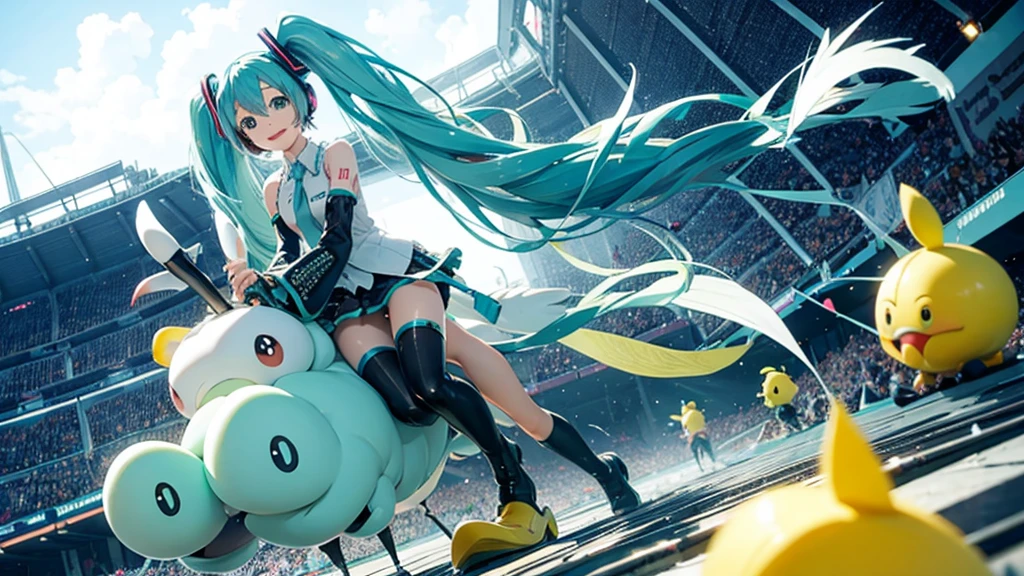 Hatsune Miku riding a chocobo