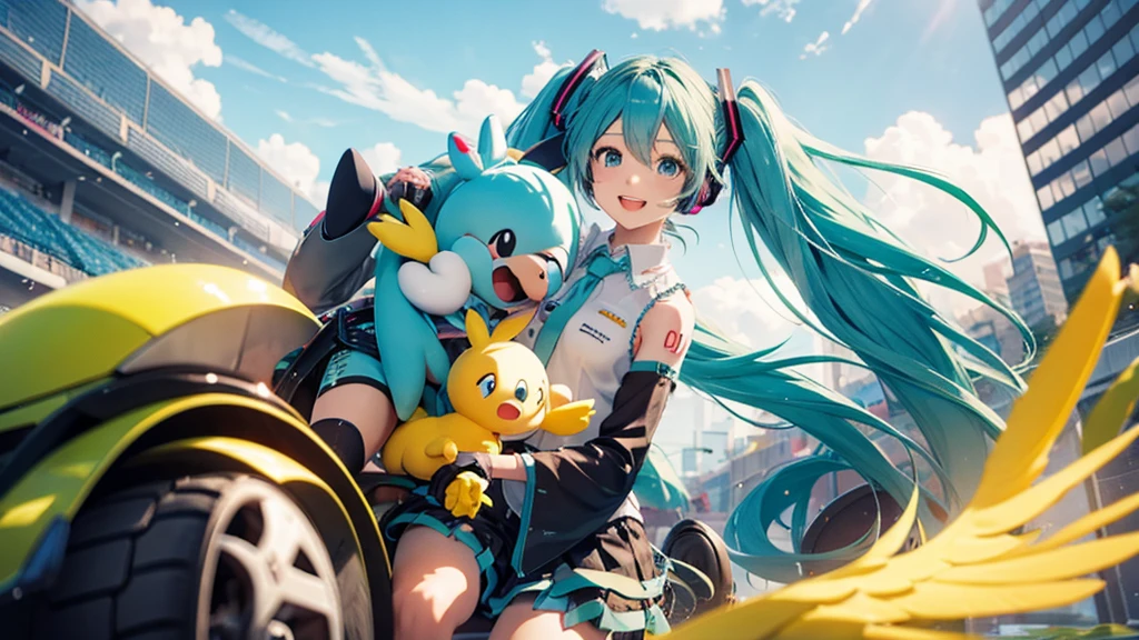Hatsune Miku riding a chocobo