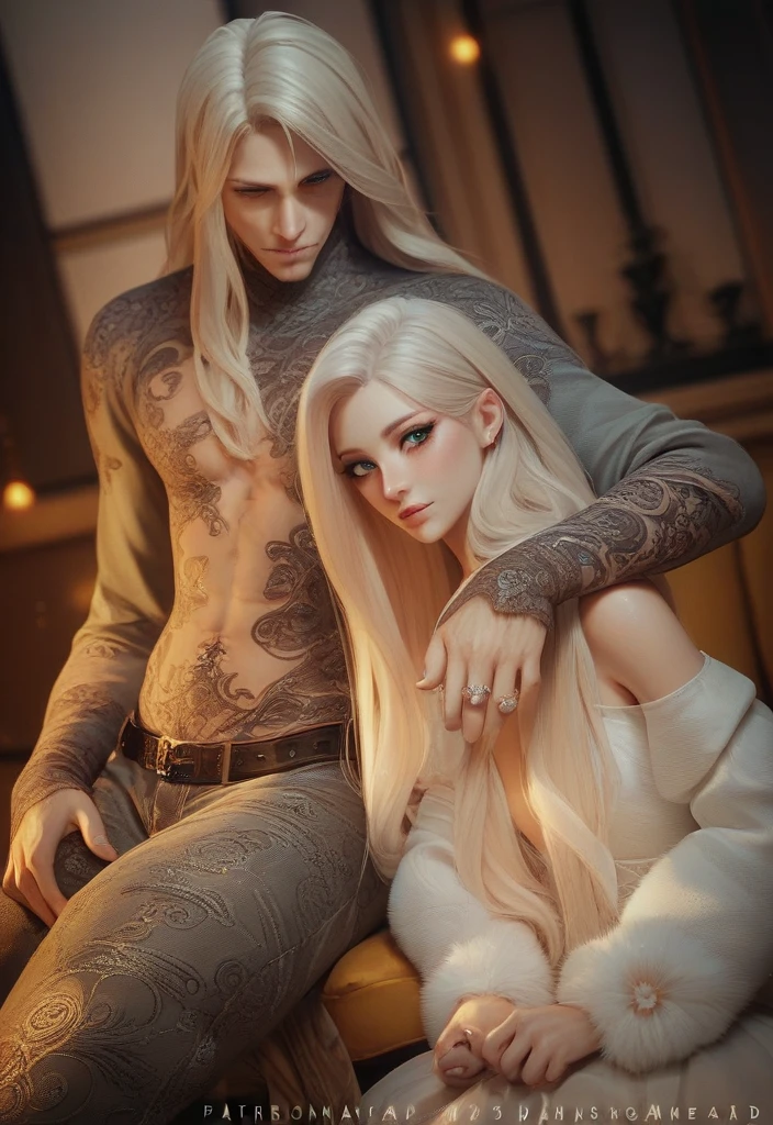 beautiful man, cat eyes, beautiful skin, silky hair. beautiful woman, White color, beautiful hair, Pretty Woman. HD quality, 4K quality, digital art.