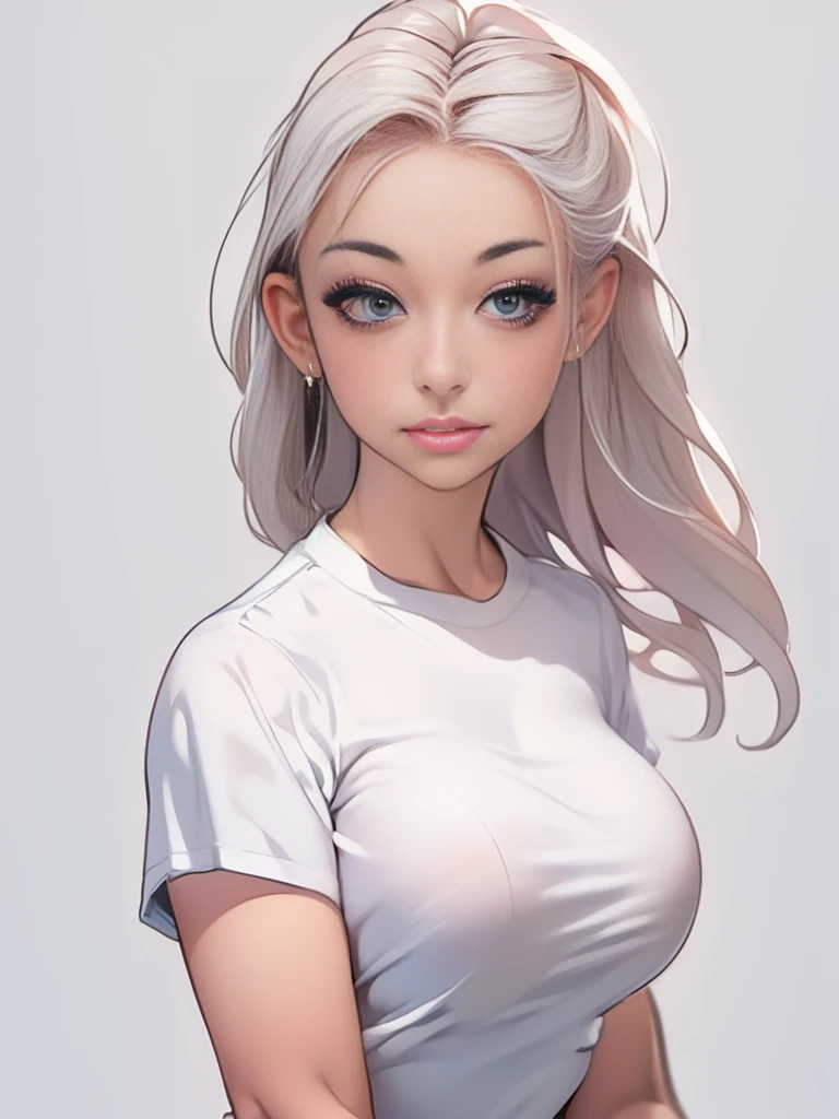 (masterpiece, best quality,:1.2), 1girl, (solo:1.3), upper body, white shirt, short sleeves, , (waifu, realistic, real life, exceptional, best aesthetic, new, newest, best quality, masterpiece:1.2), soft_lighting, soft_skin_tone, feminin_hair, (white background, simple background,:1.2),