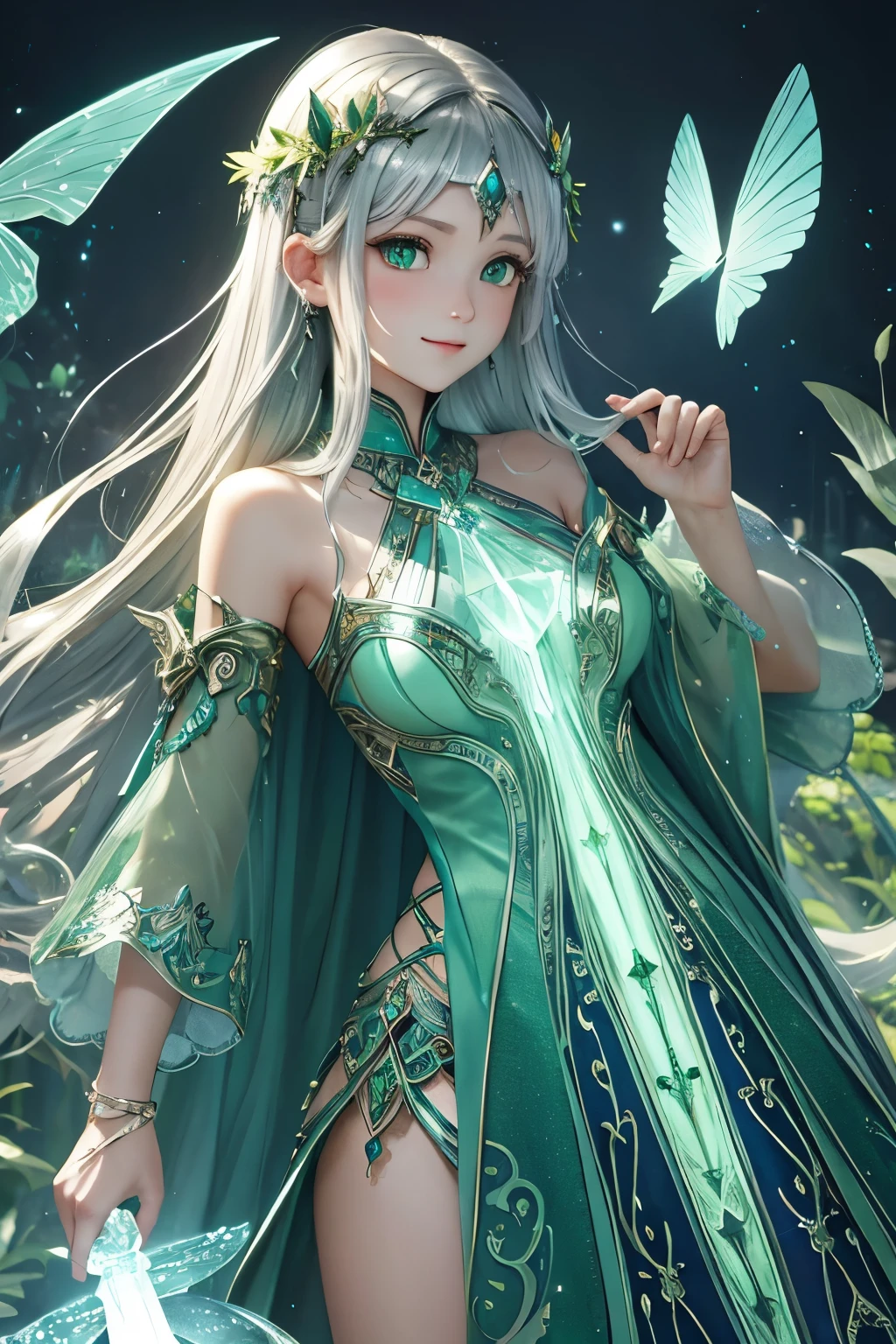 Beautiful mystical artifacts、Transparency、green、Silver、Fantasy
