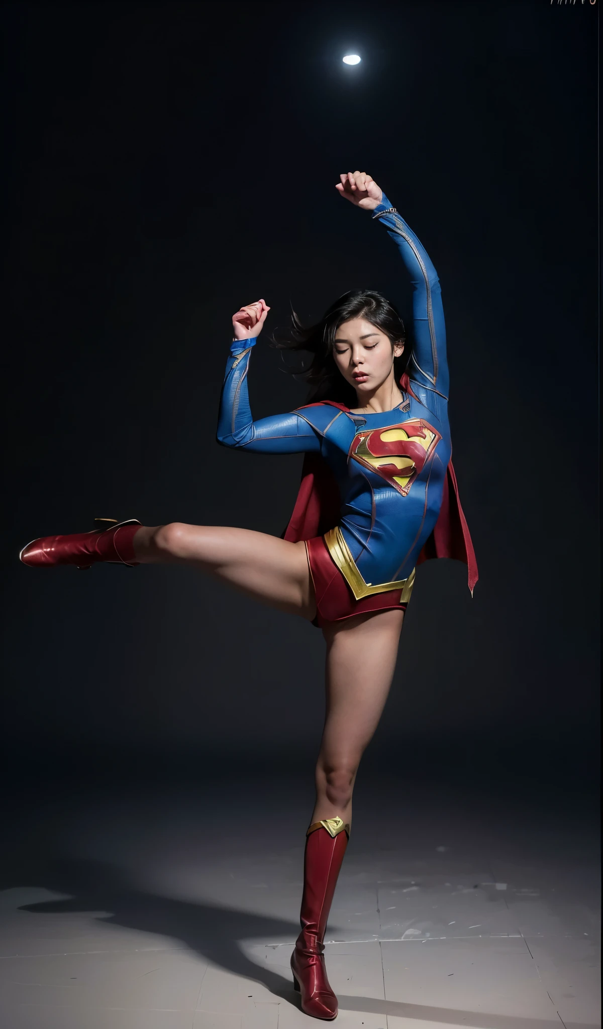 No background、(((Supergirl Costumeを着用する)))、(((Detailed drawing of hands and fingers)))、(((Always close your eyes)))、He always looks like he's in pain、Always close your eyes、Keep your arms up at all times、Always with your arms in the air、(((Beautiful legs in black tights.)))、(((Stretch your legs、expensive、あなたのsufferingを合法的に表現する)))、((((Make the most of your original images)))、(((Supergirl Costume)))、(((Beautiful short bob hair)))、(((suffering)))、(((Black tights legs、Wear red boots)))、((Best image quality、8K))、((Highest quality、8K、masterpiece:1.3))、(((Preserve background )))、Sharp focus:1.2、Beautiful woman with perfect figure:1.4、Slim Abs:1.2、Wet body:1.5、Highly detailed face and skin texture、8K