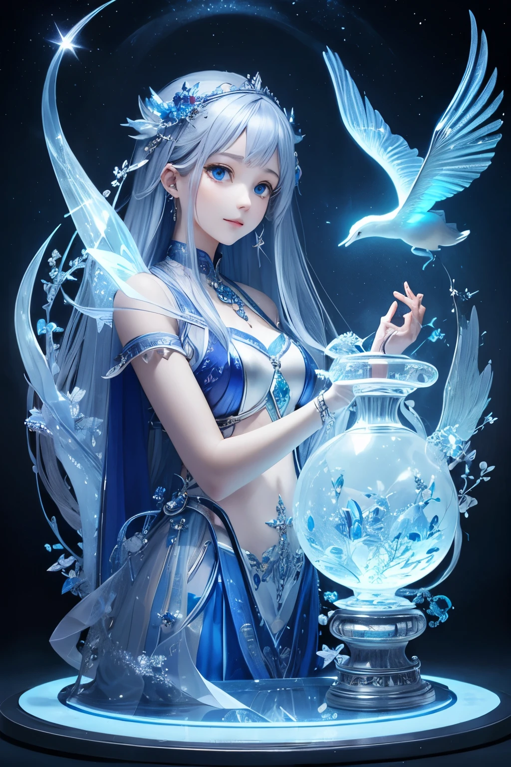 Beautiful mystical artifacts、Transparency、blue、Silver、Fantasy