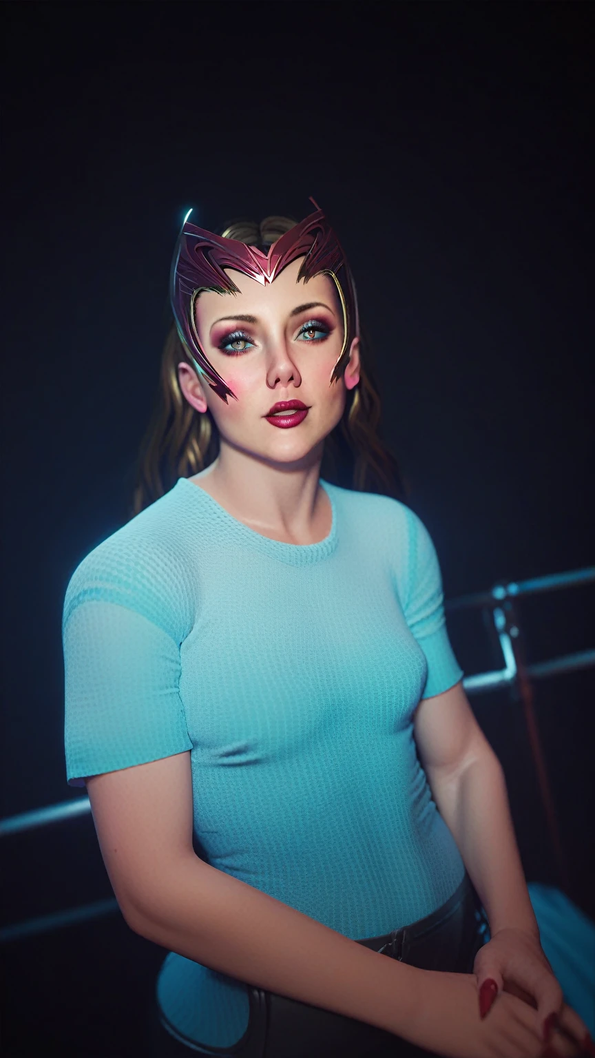 8K, Dark_Fantasy, (Scarlet Witch, Yellow: 1.5), Angel Face, 1 Person, Standing Full Figure, Mechanical Marvel, Robot Presence