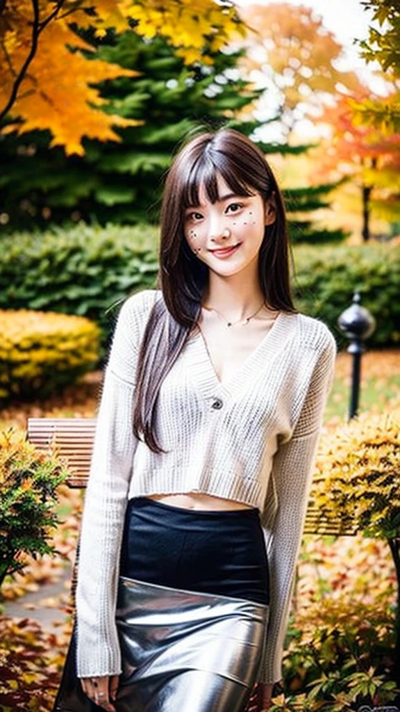 (Highest quality:1.5), (Real:1.4), (Ultra high definition:1.4), (No correction:1.4), (Skinny 18 year old girl), (1 Japanese very thin girl with flat chest in eighteen years old), (very thin body), skinny face, (Beautiful skin), (Knitted long sleeve shirt), (Long skirt), (girl is wearing long sleeve knit shirts and long skirt), (very thin girl is standing in the autumn park), (18yo very thin girl is standing in the autumn park), (front view of a flat chest girl), (Autumn park), (Upper Body), (smile), (Turn your body forward), (flat chest), (very thin)