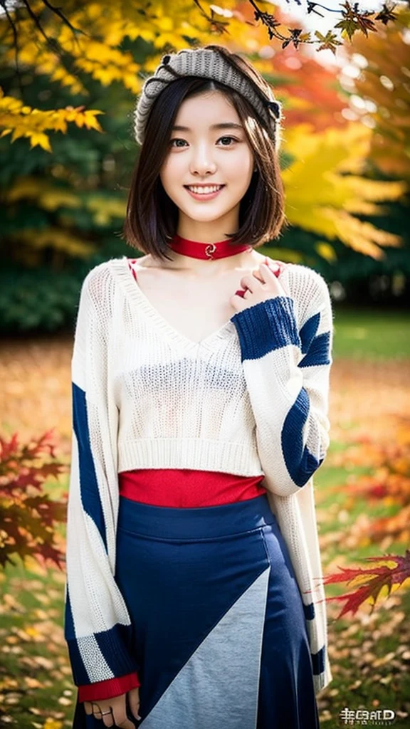 (Highest quality:1.5), (Real:1.4), (Ultra high definition:1.4), (No correction:1.4), (Skinny 18 year old girl), (1 Japanese very thin girl with flat chest in eighteen years old), (very thin body), skinny face, (Beautiful skin), (Knitted long sleeve shirt), (Long skirt), (girl is wearing long sleeve knit shirts and long skirt), (very thin girl is standing in the autumn park), (18yo very thin girl is standing in the autumn park), (front view of a flat chest girl), (Autumn park), (Upper Body), (smile), (Turn your body forward), (flat chest), (very thin)