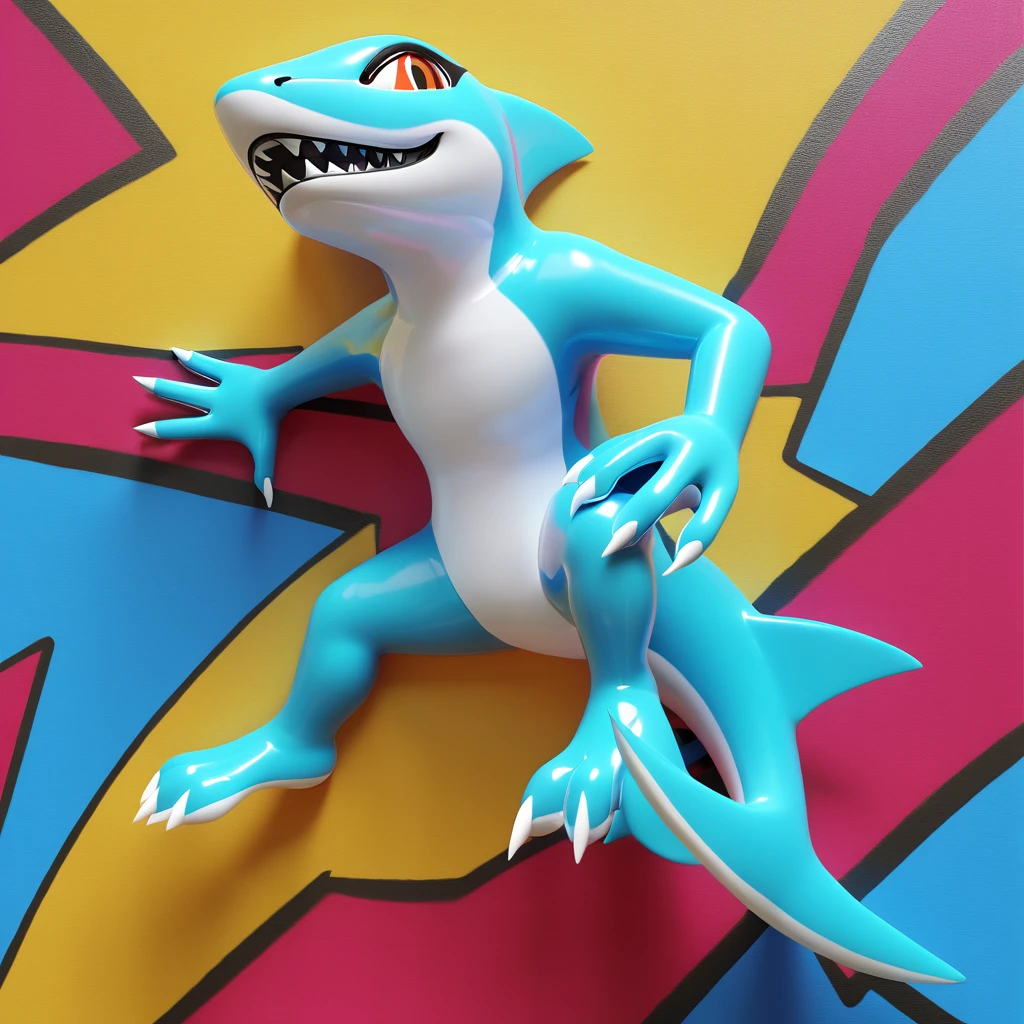 Shark gecko in 3d graffiti art style
