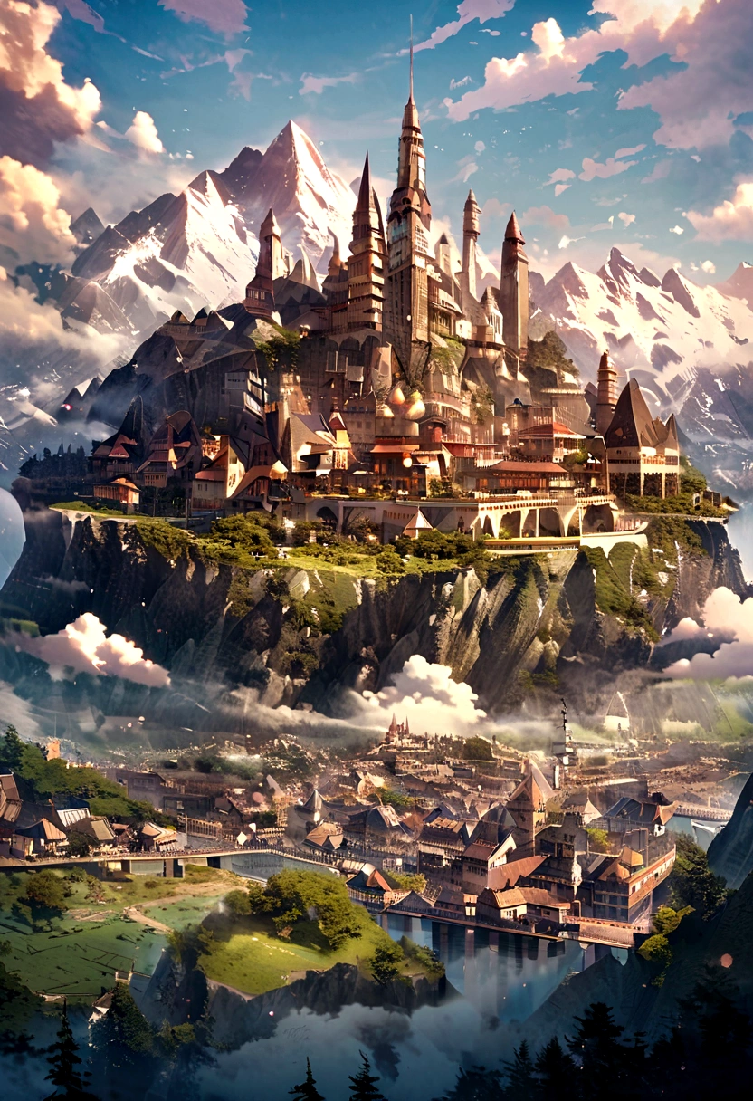 Big developed city with advance technology located around a mysterious mountain