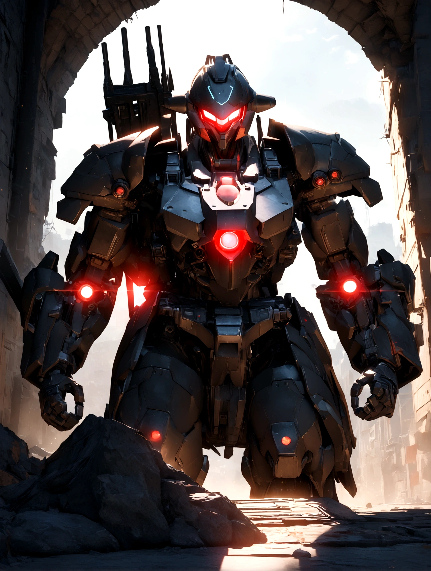 (((Half body))), ((((red white and black armor same as the Canada flag)))), ((((Renegade hero)))), ((Best Quality)), ((Masterpiece)), (Very Detailed:1.3), 3D, Shitu-mecha, handsome cyberpunk gentleman wearing a heavy armor Kavacha and Kundala, wearing high-tech, heavy weapon, super archer, with his mecha in ruins of a city of forgotten wars, streets with mecha in firefight, long silver hair, sci-fi technology, HDR (High Dynamic Range), ray tracing, NVIDIA RTX, super resolution, Unreal 5, subsurface scattering, PBR texture, post-processing, anisotropic filtering, depth of field, maximum sharpness and sharpness, Multi-layer textures, albedo and specular maps, surface shading, accurate simulation of light-material interactions, perfect ratios, octane rendering, duotone lighting, low ISO, white balance, rule of thirds, wide aperture, 8K RAW, efficient sub-pixels, subpixel convolution, luminous particles, light scattering, Tyndall effect,upper body