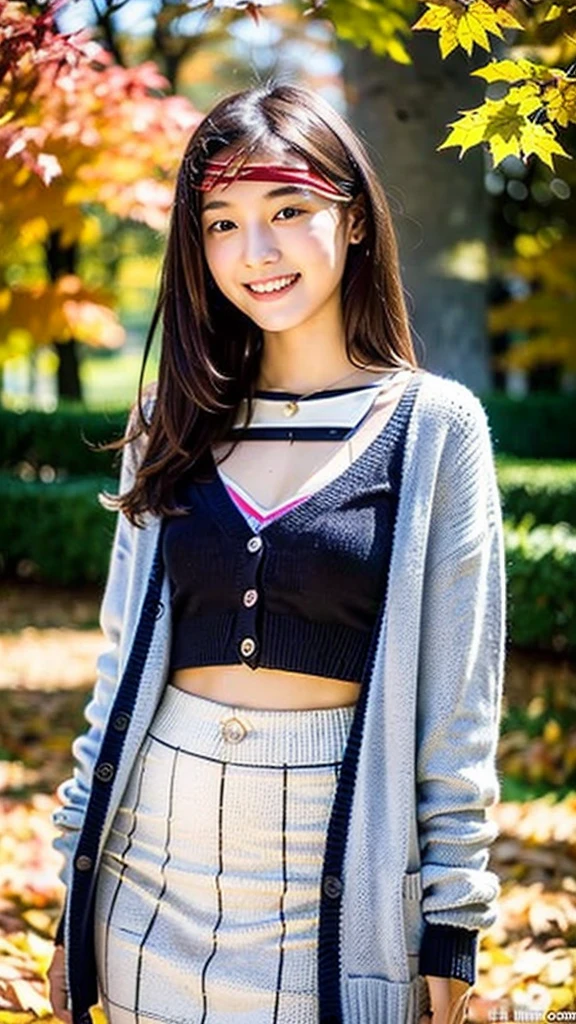 (Highest quality:1.5), (Real:1.4), (Ultra high definition:1.4), (No correction:1.4), (Skinny 18 year old girl), (1 Japanese very thin girl with flat chest in eighteen years old), (very thin body), skinny face, (Beautiful skin), (Knitted cardigans), (White blouse), (Long skirt), (girl is wearing knitted cardigan over a white blouse and long skirt), (very thin girl is standing in the autumn park), (18yo very thin girl is standing in the autumn park), (front view of a flat chest girl), (Autumn park), (Upper Body), (smile), (Turn your body forward), (flat chest), (very thin)