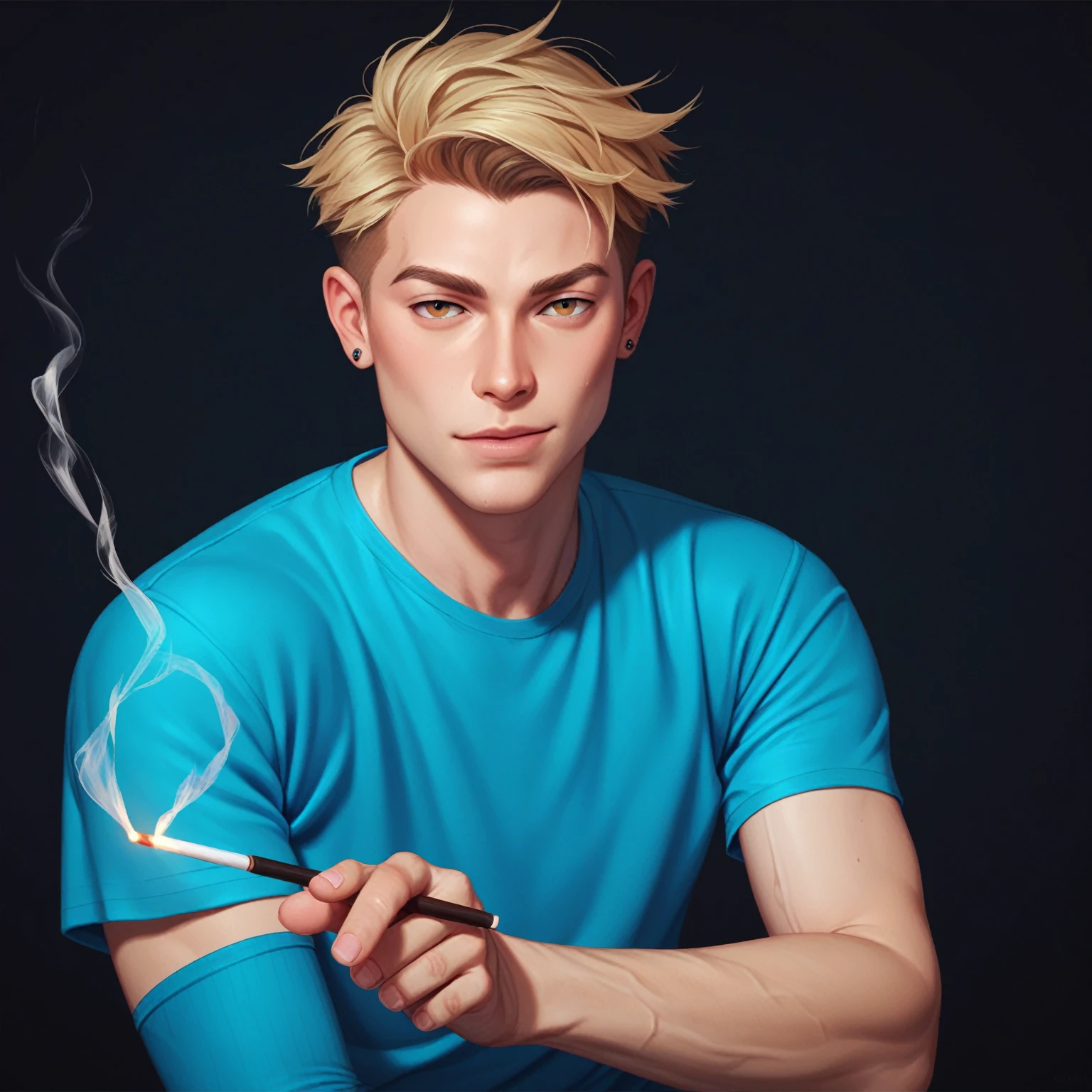 boy with cigarette future stick background realistic face 8k hd