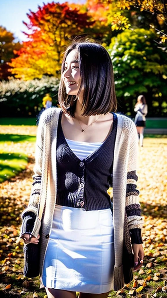 (Highest quality:1.5), (Real:1.4), (Ultra high definition:1.4), (No correction:1.4), (Skinny 18 year old girl), (1 Japanese very thin girl with flat chest in eighteen years old), (very thin body), skinny face, (Beautiful skin), (Knitted cardigans), (White blouse), (Long skirt), (girl is wearing knitted cardigan over a white blouse and long skirt), (very thin girl is standing in the autumn park), (18yo very thin girl is standing in the autumn park), (front view of a flat chest girl), (Autumn park), (Upper Body), (smile), (Turn your body forward), (flat chest), (very thin)