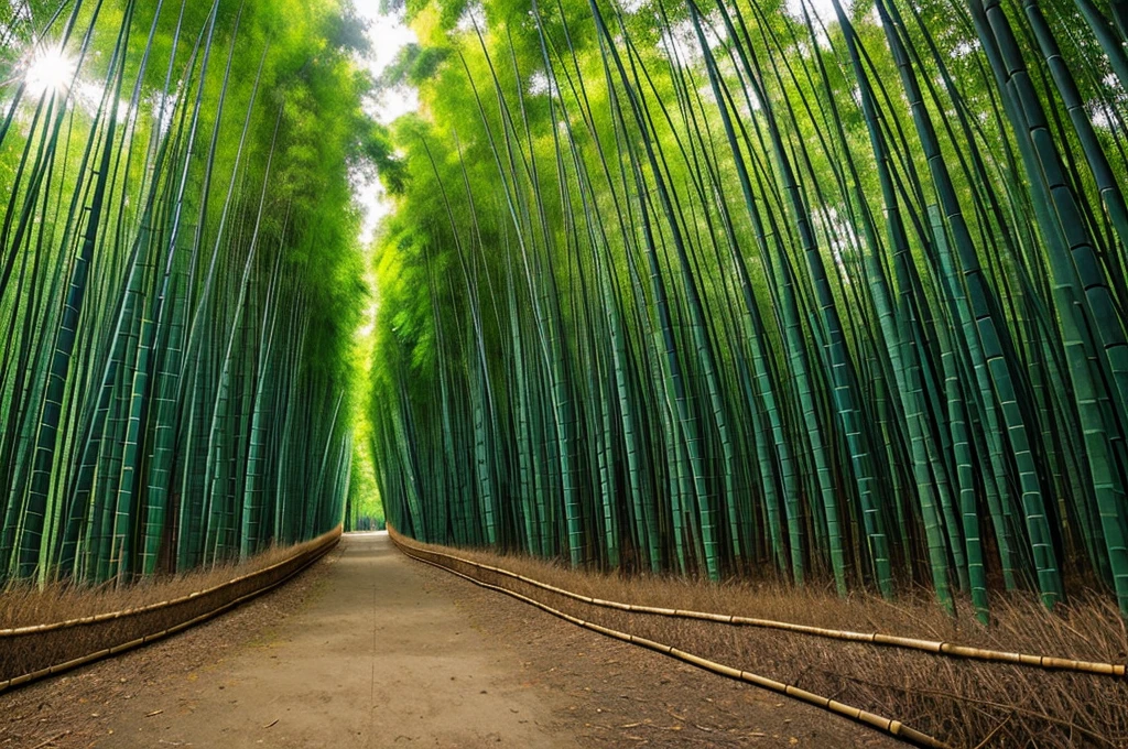 A single path through the bamboo forest high quality high resolution