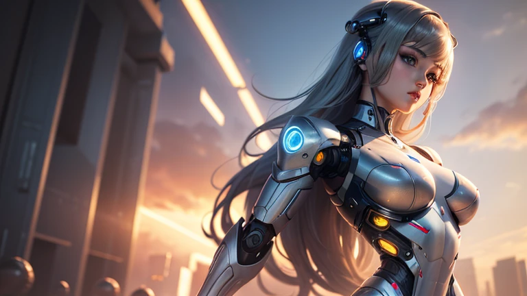 Super high quality. Beautiful female humanoid robot. A cyborg with beautiful body lines.