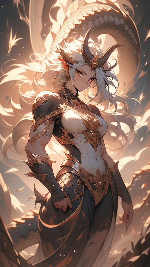 a drawing of a dragon with long hair and a tail, a color pencil sketch by Lucas Graciano, deviantart, fantasy art, curved horned dragon!, dragon with scars, dragon art, but as an anthropomorphic dragon, well designed female dragon head, dragon mawshot art, as an anthropomorphic dragon, amazing detail. colored, anthro dragon art