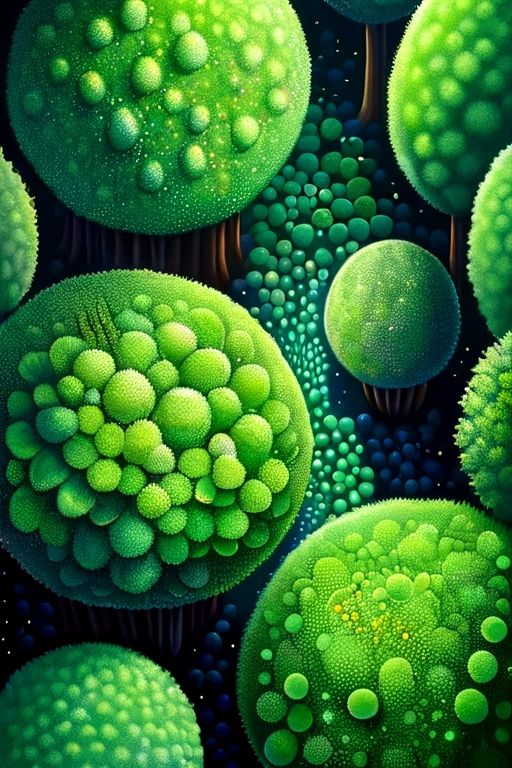 Top view。Green Forest。Pointillism method,Trypophobia。Emphasize the sense of space。Artistic beauty。
