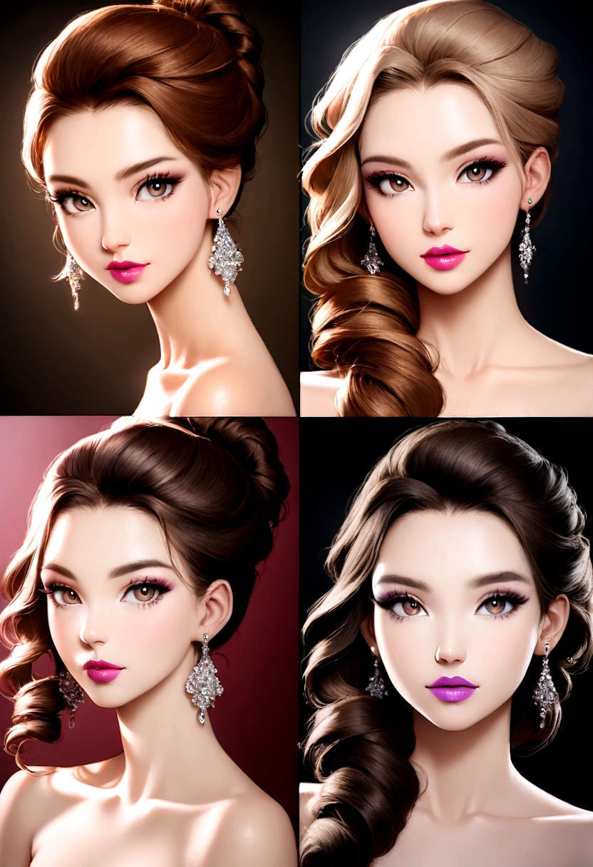 Arafed woman with pink lipstick and tiara, Beauty-Retusche, Stylized portrait of beauty, glamorous hairstyle, Redahair and attractive features, Professional retouching, beautiful portrait photo, beautiful female model, breathtaking beauty, Glamour hairstyle, High-quality portrait photo shoot, attractive brown hair woman, photo of a beautiful woman, Portrait Color Glamour, Beauty Portrait