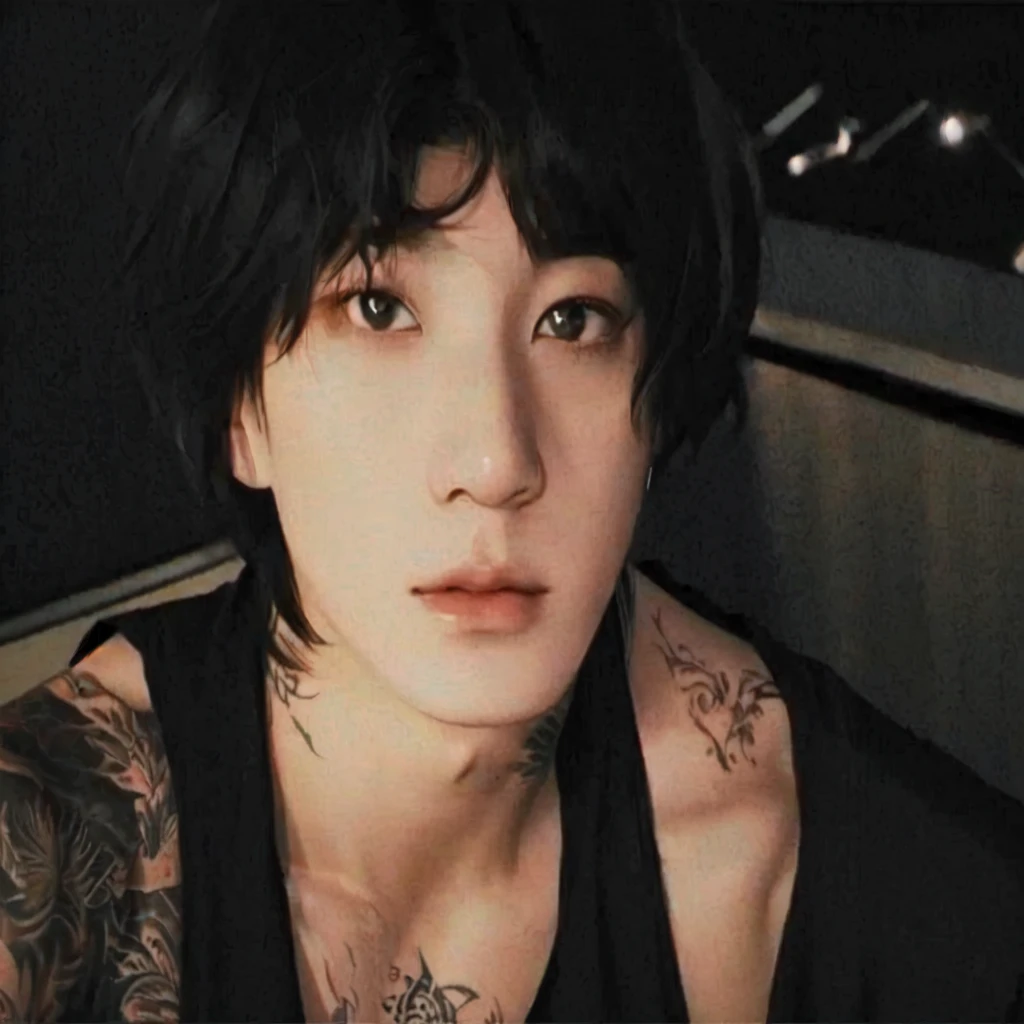 There is a man with a tattoo on his arm and a black tank top, grainy photo of a handsome man, Tae June Kim, leaked photo, sangsoo jeong, jiyun chae, with short hair, 21 year old man, low quality grainy, kwak ji jovem, profile image, heonhwa choe, Jungkook jk