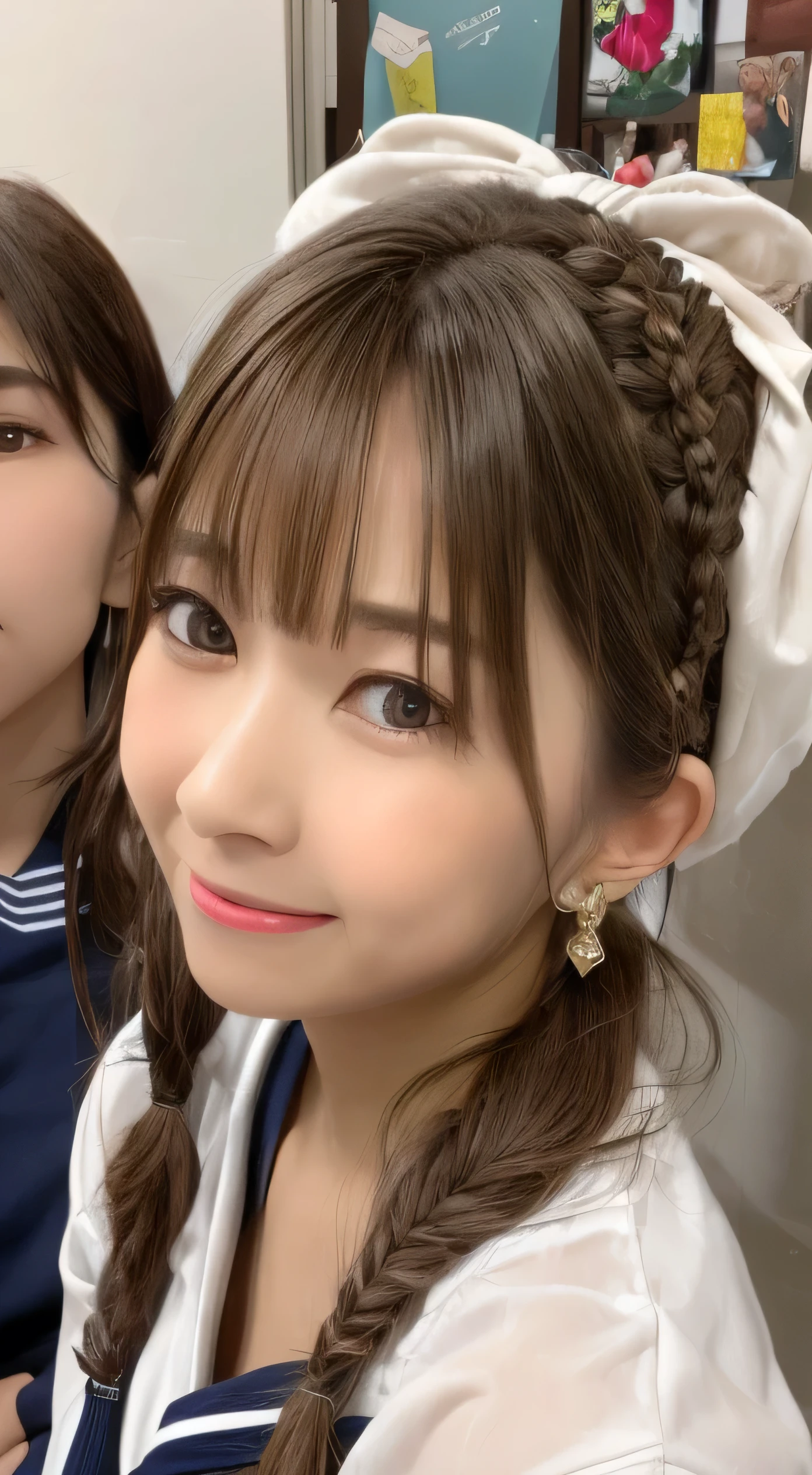 masterpiece, Highest quality, 8K, disorganized person, (Upper Body:1.4), White shirt, Beautiful girl, (((Braid)))、(((High Twintails)))、
(((Navy blue sailor suit)))、Beautiful face, Looking at the audience, smile, Ultra-realistic, High resolution, picture, The focus was clear, High resolution, Face Light, Dynamic Lighting, Cinema Lighting, Professional Shadow, Beautiful cityscape background, Best details, Very detailed, Super detailed, Finely detailed, Real Skin, Delicate facial features, Detailed face and eyes, Sharp pupils、Realistic students