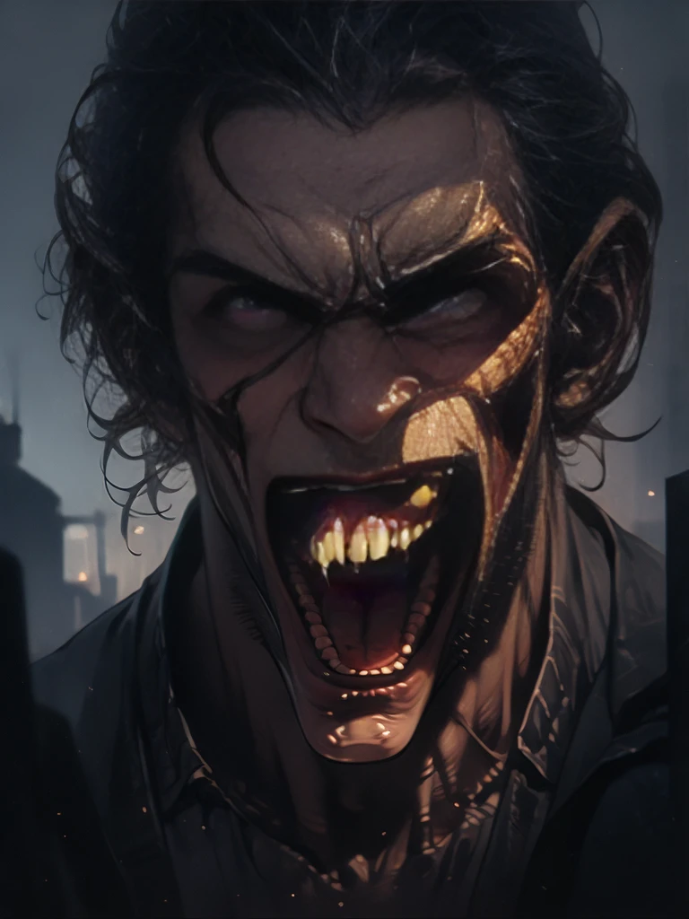 a drawing of a zombie Vampire with his mouth open and his mouth wide open, anger. hyper detailed, hyper realism scary, by Todd Lockwood, by Santiago Martínez Delgado, screaming. not realistic, lee bermejo, very coherent. high detail, by Stefan Lochner, by Joong Keun Lee, by Darek Zabrocki