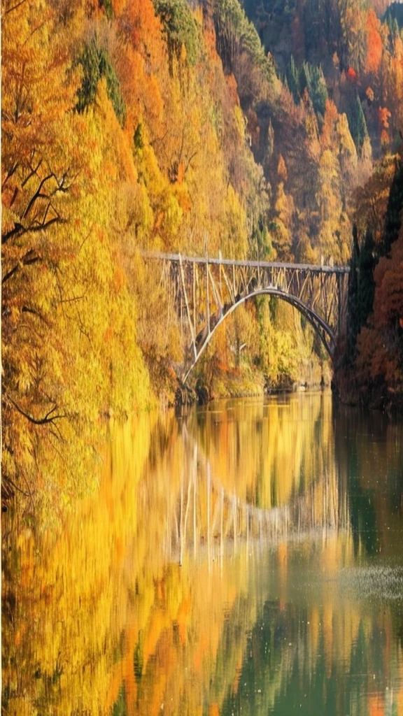 Japanese Landscape、Autumn leaves in Japan、The scenery reflected clearly on the water、Real Stick、Real、4K、8K、High Definition